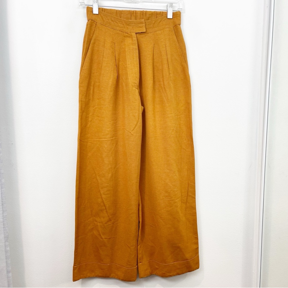 Ali Golden Silk Roll Cuff Crop Trouser Pant in Rust Size Small